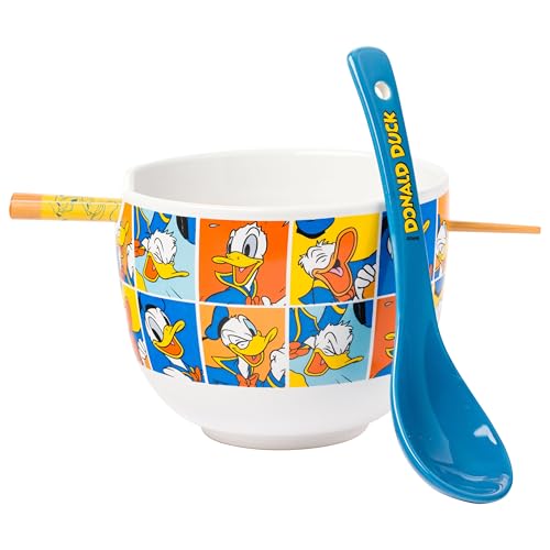 Silver Buffalo Disney Donald Duck Expressions Ceramic Ramen Noodle Rice Bowl with Chopsticks and Spoon Microwave Safe 20 Ounces 0 belly baby and beyond