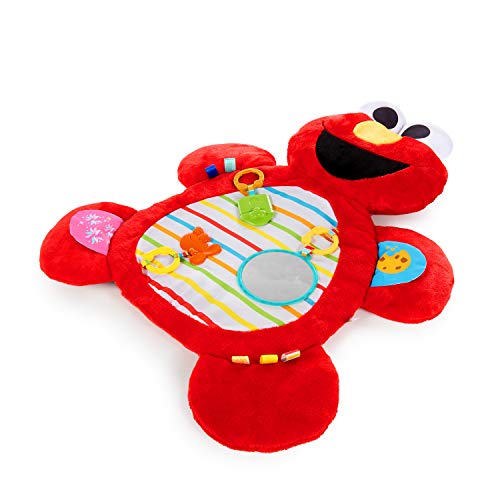 Starts Sesame Street Tummy Time Elmo Prop Mat with 3 Detachable Newborn Toys and Multiple Textures and Flaps for Baby Gyms and Playmats 0 belly baby and beyond