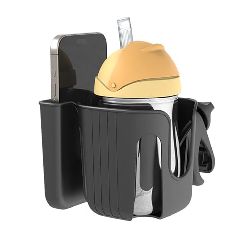 Stroller Cup Holder with Phone Holder 2 in 1 Universal Cup Phone Holder for Uppababy Nuna Doona Strollers Bike Cup Holder Adjustable Drink Phone Holder for Stroller Wheelchair Walker Scooter 0 belly baby and beyond