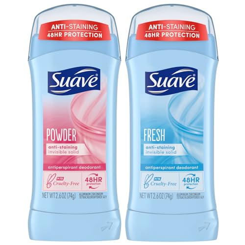 Suave Deodorant Antiperspirant for Women Variety Pack Powder Fresh Invisible Solid 48H Protection Anti Staining 26 Oz Ea 2 Piece Set 0 belly baby and beyond