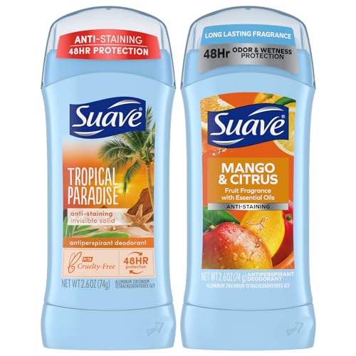 Suave Deodorant Antiperspirant for Women Variety Pack Tropical Paradise Mango Citrus Invisible Solid 48H Protection Anti Staining 26 Oz Ea 2 Piece Set 0 belly baby and beyond