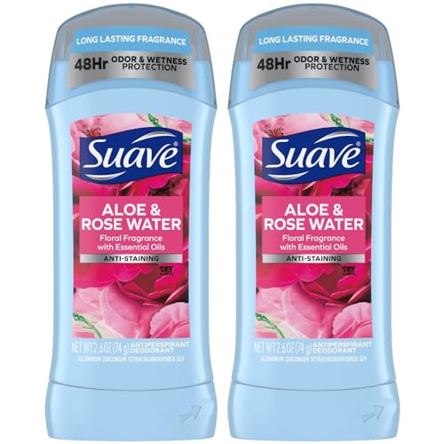 Suave Deodorant for Women Aloe Rose Water Invisible Solid Antiperspirant Deodorant Stick 48H Protection Anti Staining Cruelty Free Scented 26 Oz Pack of 2 0 belly baby and beyond