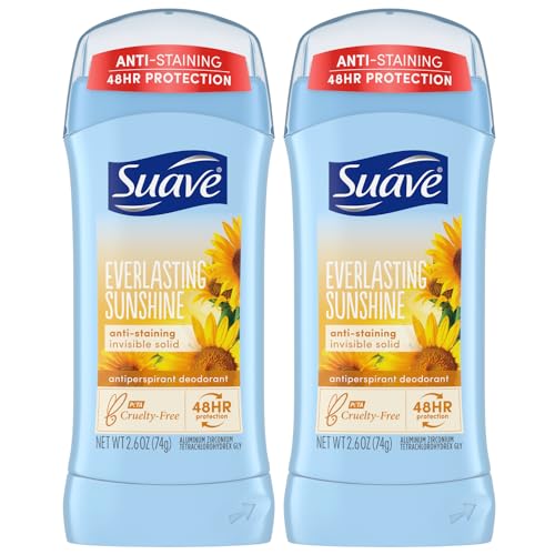 Suave Deodorant for Women Everlasting Sunshine Invisible Solid Antiperspirant Deodorant Stick 48H Protection Anti Staining Cruelty Free Scented 26 Oz Pack of 2 0 belly baby and beyond