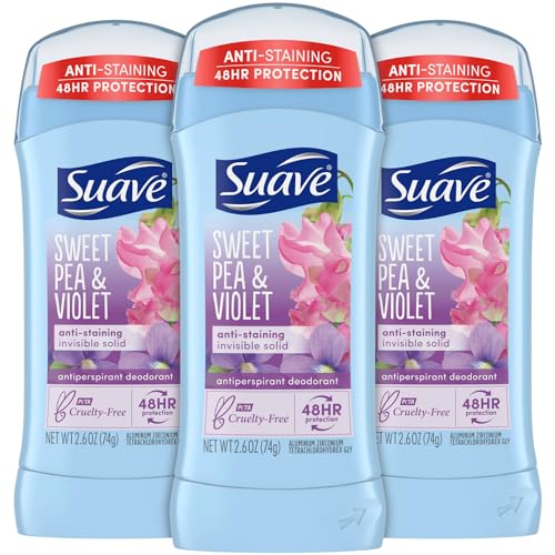 Suave Deodorant for Women Sweet Pea Violet Invisible Solid Antiperspirant Deodorant Stick 48H Protection 26 Oz Ea Pack of 3 0 belly baby and beyond