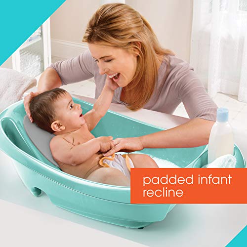 Summer Infant Splish n Splash Newborn to Toddler Tub Aqua 3 Stage Tub for Newborns Infants and Toddlers Includes Fabric Newborn Sling Cushioned Support Parent Assist Tray and a Drain Plug 0 2 belly baby and beyond