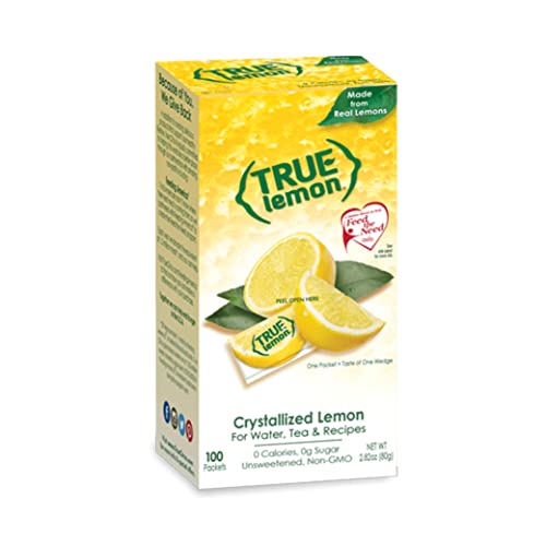 TRUE LEMON Water Enhancer Bulk Dispenser 100 Count Pack of 1 0 Calorie Drink Mix Packets For Water Sugar Free Lemon Flavoring Powder Packets 0 belly baby and beyond