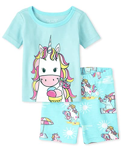 The Childrens Place girls Short Sleeve Top and Shorts Pajama Sets 0 belly baby and beyond