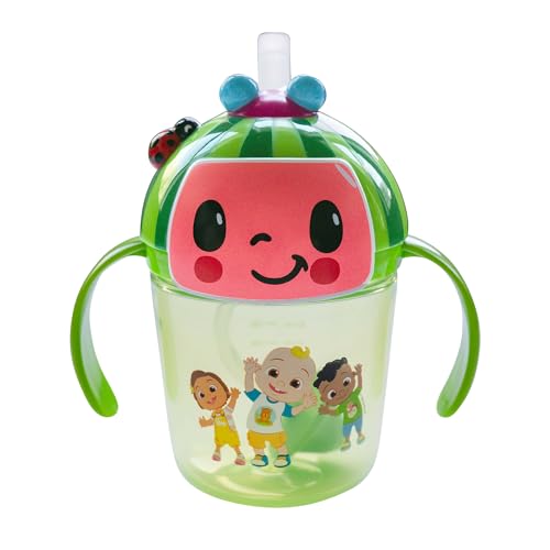 The First Years Cocomelon Weighted Straw Cup Spill Proof Toddler Straw Cups with Flip Top Cover Transition Sippy Cups Toddler Feeding Supplies 7 Oz Ages 6 Months and Up 0 belly baby and beyond