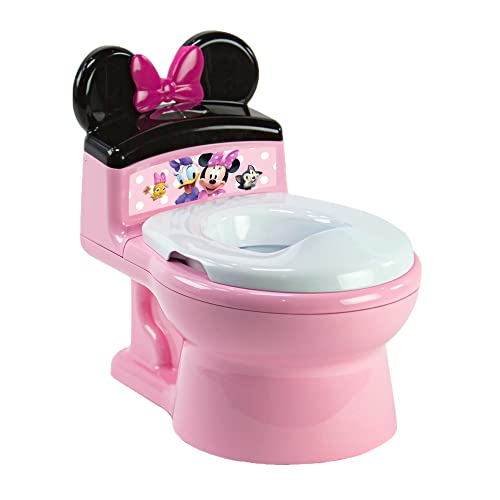 The First Years Disney Minnie Mouse Potty Training Toilet and Toddler Toilet Seat Toilet Training Potty with Fun Flushing and Cheering SoundsPink 0 belly baby and beyond