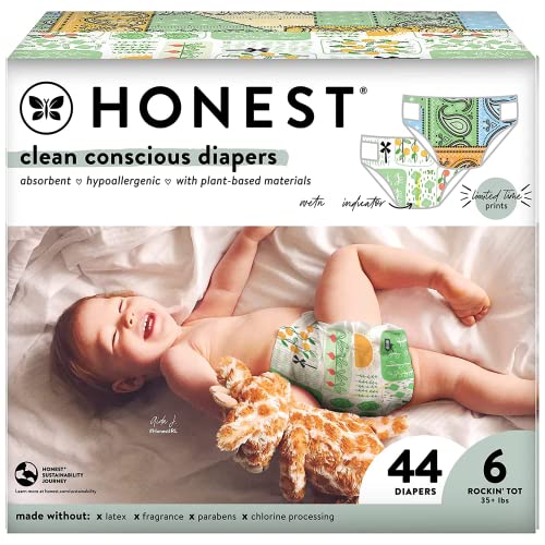 The Honest Company Clean Conscious Diapers Plant Based Sustainable Color Me Paisley Grow Together Club Box Size 6 35 lbs 44 Count 0 belly baby and beyond
