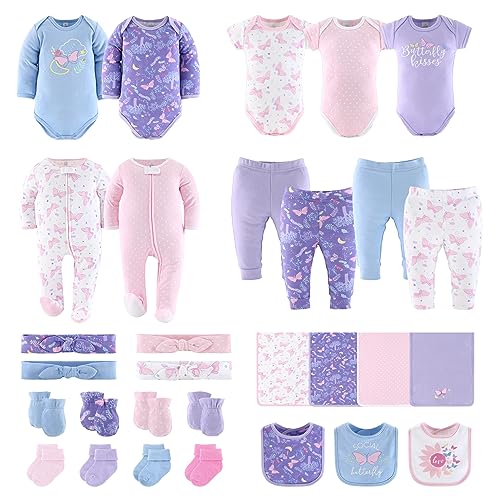 The Peanutshell Baby Layette Gift Set for Girls Newborn to 9 Months Girl Clothes Essentials Must Haves Purple Butterfly 0 belly baby and beyond