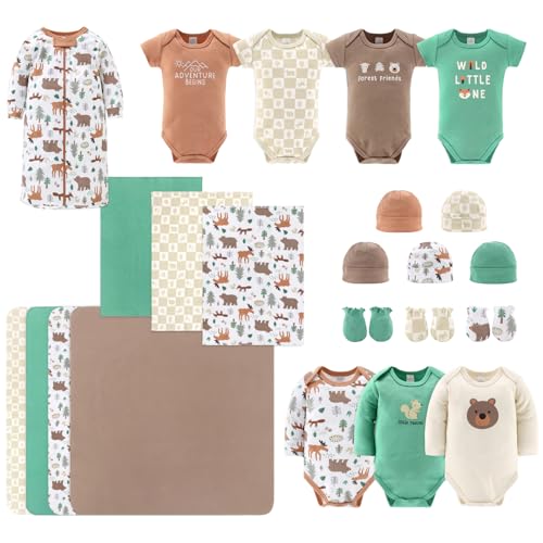 The Peanutshell Baby Layette Set Newborn Essentials Must Haves Baby Boy Clothes 0 3 months New Born Baby Boys Gift 23 Pieces Woodland Animals 0 belly baby and beyond
