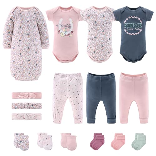 The Peanutshell Newborn Clothes Accessories Gift Set for Baby Girls 16 Piece Layette Set Floral Fits Newborn to 3 Months 0 belly baby and beyond