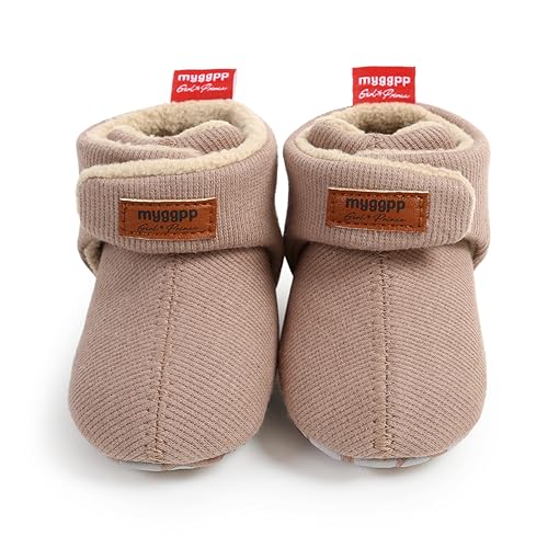 Timatego Newborn Baby Boys Girls Cozy Fleece Booties with Grippers Stay On Slipper Socks Infant Toddler Crib Winter Shoes for Boys Girls 0 belly baby and beyond