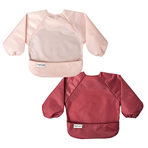 Tiny Twinkle Mess Proof Baby Bib 2 Pack Long Sleeve Bib Outfit Waterproof Bibs for Toddlers Machine Washable Tug Proof 0 belly baby and beyond