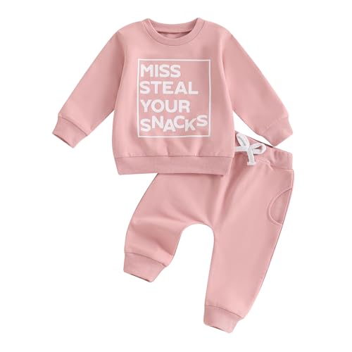 Toddler Baby Girl Fall Outfit Letter Print Sweatshirt Top Elastic Waist Pant Cute Infant Newborn Winter Clothes Set 0 belly baby and beyond