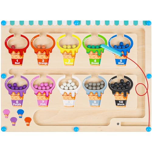 Toddler Toys for Ages 2 4 Magnetic Color and Number Maze Montessori Toys for 2 Year Old Wooden Magnetic Board Toddler Puzzles Learning Toys Gifts for 2 3 4 5 Years Old Kids Boys Girls 0 belly baby and beyond