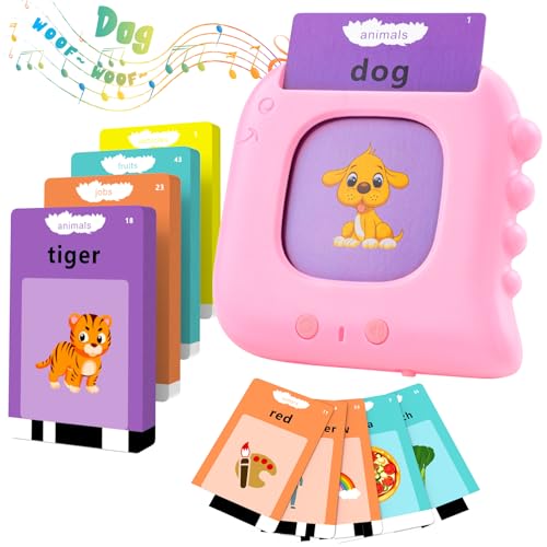 Toddlers Talking Flash Cards with 224 Sight Words Autism Sensory Montessori Toys Pocket Speech Therapy Educational Learning Interactive Toys Gifts for 1 2 3 4 5 Year Old Boys Girls Pink A 0 belly baby and beyond