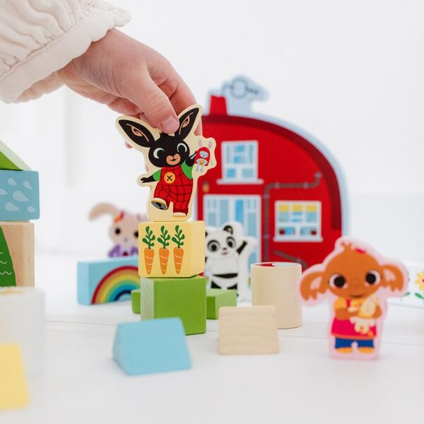 Totum Bambolino Toys Wooden Block Box Construction Set with Bing and Friends 22 Pieces 0 3 belly baby and beyond