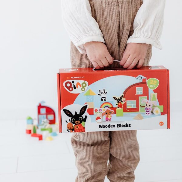 Totum Bambolino Toys Wooden Block Box Construction Set with Bing and Friends 22 Pieces 0 4 belly baby and beyond
