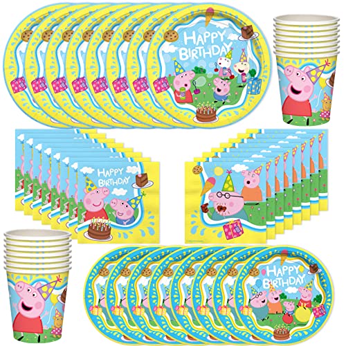 Treasures Gifted Officially Licensed Peppa Pig Birthday Party Supplies Serves 24 Guests Dinnerware Classic Set Peppa Pig Party Supplies Including Peppa Pig Plates Peppa Pig Cups Napkins 0 belly baby and beyond