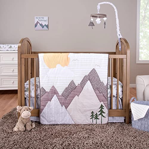 Trend Lab Mountain Baby 3 Piece Crib Bedding Set includes Nursery Quilt Fitted Crib Sheet and Crib Skirt 0 belly baby and beyond