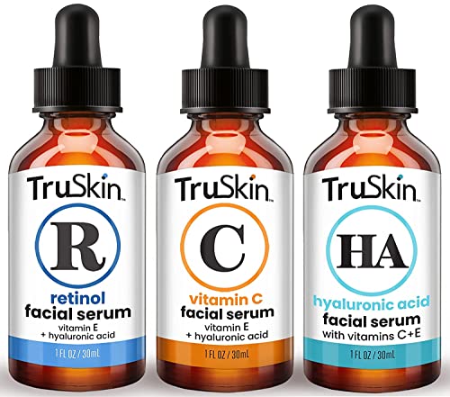 TruSkin Face Serum Trio Hyaluronic Acid Vitamin C Retinol Serum for Face Anti Aging Skin Care Set for Women Skin Care for Bright Smooth Firm Hydrated Skin 1 fl oz 3 Bottles 0 belly baby and beyond