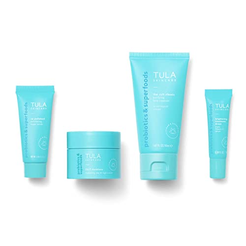 Tula Skin Care On the Go Best Sellers Travel Kit Facial Cleanser Day Night Moisturizer Sugar Scrub Vitamin C Serum for Glowing Radiant Skin 10 Count 0 belly baby and beyond