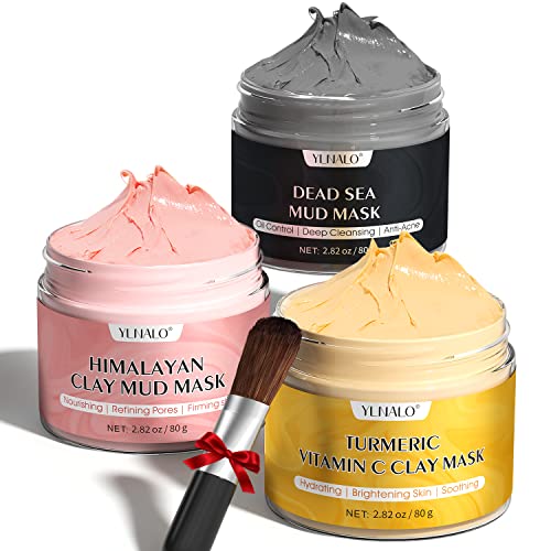 Turmeric Vitamin C Clay Mask Dead Sea Mud Mask and Himalayan Clay Mask Facial Skin Care Set for Deep Pore Cleansing Reduce Blackheads Acne Dark Spots Oil Control and Radiant Skin 0 belly baby and beyond