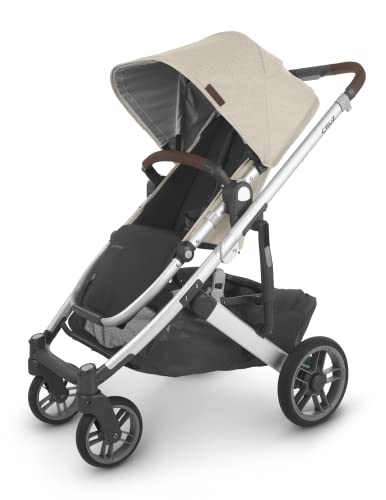 UPPAbaby Cruz V2 StrollerFull Featured Stroller with Travel System CapabilitiesToddler Seat Bumper Bar Bug Shield Rain Shield IncludedDeclan Oat MelangeSilver FrameChestnut Leather 0 belly baby and beyond