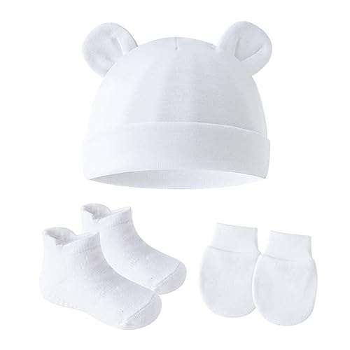 UTTPLL Newborn Hats Mittens Set Toddler Girls Boys Cotton Nursery Hospital Beanie No Scratch Gloves Unisex Baby Infant Caps 0 belly baby and beyond