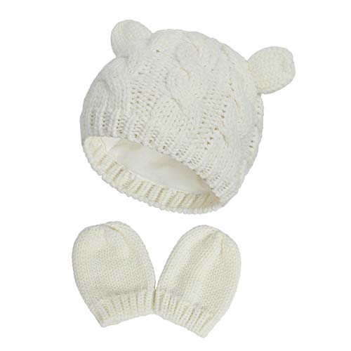 Unisex Baby Toddler Hat and Mitten Set Winter Knitted Thick Warm Beanie Cap Gloves for Infant Boys Girls 0 belly baby and beyond