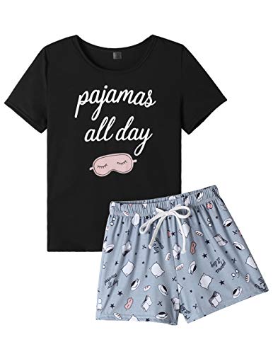 VENTELAN Pajama Set For Women Cute PJS Summer Short Sleeve Shorts Sleepwear 0 belly baby and beyond