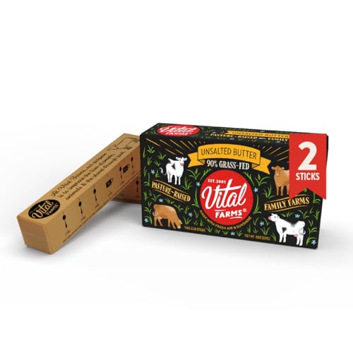 Vital Farms Grass Fed Butter Sticks Unsalted 8oz 2 x 14 lb sticks 0 belly baby and beyond