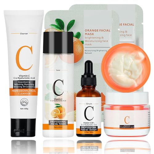Vitamin C Skin Care Products Set Face Care Set For Women 6 pcak Complete Facial Skin Care Set With Cleanser Toner Face Serum Facial moisturizer Sheet Masks Birthday Gifts Set For Teens 0 belly baby and beyond