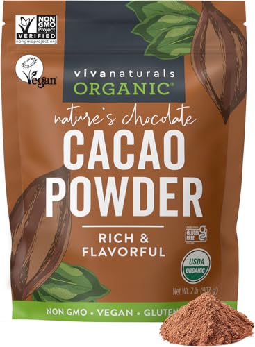 Viva Naturals Organic Cacao Powder 2lb Unsweetened Cocoa Powder With Rich Dark Chocolate Flavor Perfect for Baking Smoothies Certified Vegan Keto Paleo Non GMO Gluten Free 907 g 0 belly baby and beyond
