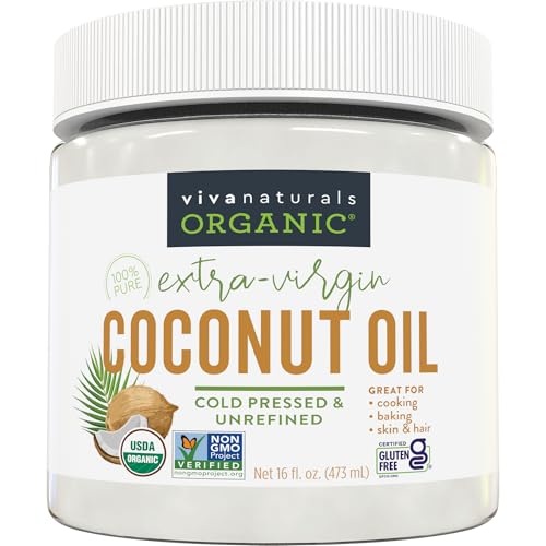 Viva Naturals Organic Coconut Oil Unrefined Cold Pressed Extra Virgin Coconut Oil USDA Organic and Non GMO Cooking Oil Great as Hair Oil and Skin Oil 16 fl oz 0 belly baby and beyond