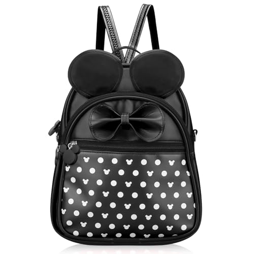Voikukka Black Mini Backpack for Girls Small Backpack Purse Leather Cute Kids Travel Backpacks Gift Mouse backpack for Little Girls Childrens Backpack Toddler Girl Backpacks 0 belly baby and beyond