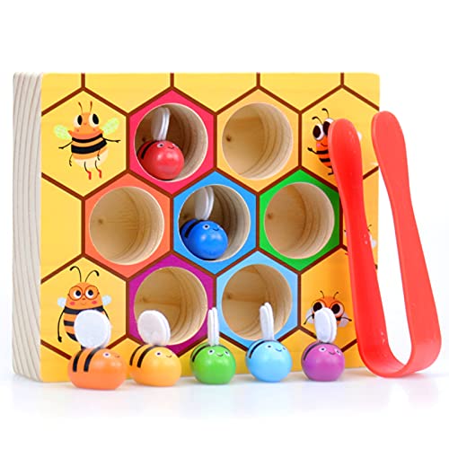 WOOD CITY Toddler Fine Motor Skills Toys Bee to Hive Matching Game Wooden Color Sorting Toy for Toddler 2 3 Years Old Montessori Preschool Learning Toys Gift for Children 0 belly baby and beyond