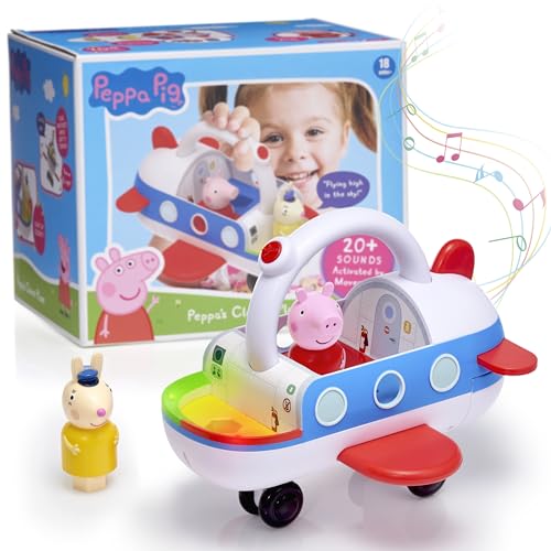 WOW STUFF Peppa Pig Toys Clever Plane Pre School Learning Interactive Toy 25 Lights Sounds and Phrases Reacts to Motion Detection for Toddlers Both Girls and Boys Ages 3 White 0 belly baby and beyond