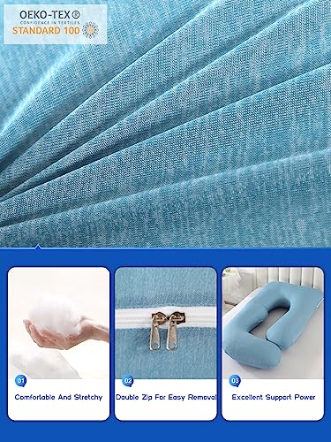 Wndys Dream Pregnancy Pillow with Cooling Cover Side J Type Full Body Pillow for Back Legs and Belly Support Comfortable Slumber for Pregnant WomenBlue 0 1 belly baby and beyond