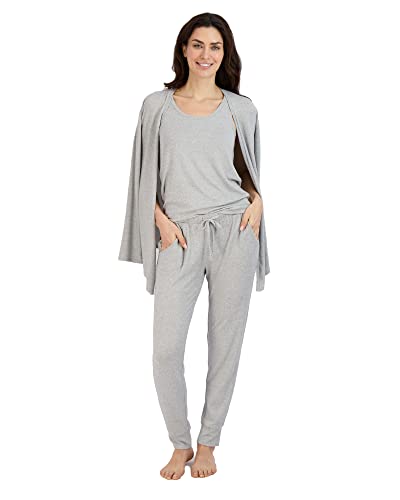 Womens Pajama Set 4 Piece Wrap Cardigan T Shirt Tank Top and Jogger Pants S XL 0 belly baby and beyond