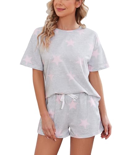 Womens Pajama Sets Short Sleeve Sleepwear Soft Cotton Pj Lounge Outfits Sets with Pockets 0 belly baby and beyond