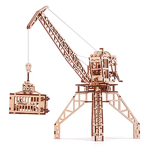 Wood Trick Crane Toy Set Container Wooden Toy Crane Playset Mechanical Model Construction Toys 3D Wooden Puzzle Assembly Model ECO Wooden Toys Best DIY Toy STEM Toys for Boys and Girls 0 belly baby and beyond