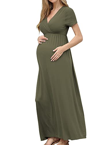 Xpenyo Maternity Maxi Dress Women Casual Wrap Long Baby Shower Pregnancy Dresses 0 belly baby and beyond