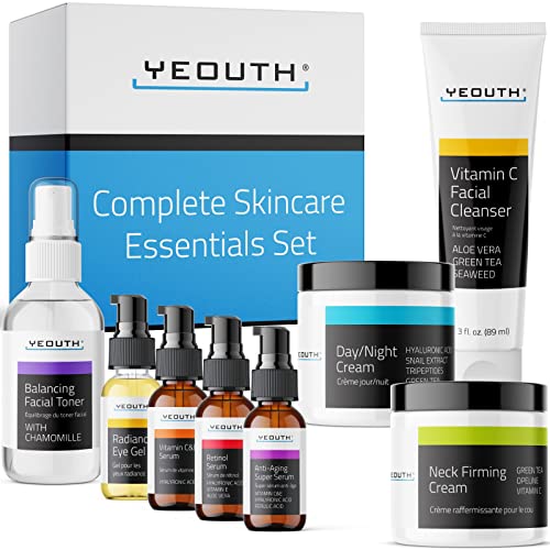 YEOUTH Skin Care Set Retinol Serum for Face with Hyaluronic Acid Vitamin C Serum Face Serum Cleanser Toner Eye Gel Neck Cream Face Cream Gifts for Women Men Self Care Routine 8 Piece 0 belly baby and beyond