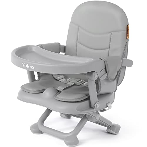 YOLEO High Chair for Toddlers Folding Compact Portable Booster Seat BabiesKids Chair on Chair for Dining Table Camping Grey 0 belly baby and beyond