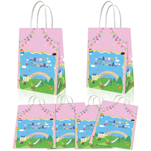 YOOUUQIAN 20 Pcs Cartoon Pig Happy Birthday Decorations anime Pink Pig Birthday Party Gift Bags for Boys and Girls kid party Theme supplies 0 belly baby and beyond