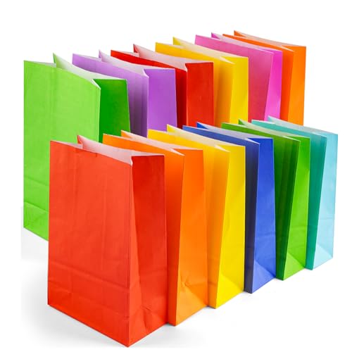Yasashii 24PCS Kraft Gift Bags 8 Colored Small Paper Treat Bags Party Favor Bags goodie bags For Birthday Christmas Party Wedding Baby Shower Gifts Lunch Sweets Goodies 0 belly baby and beyond