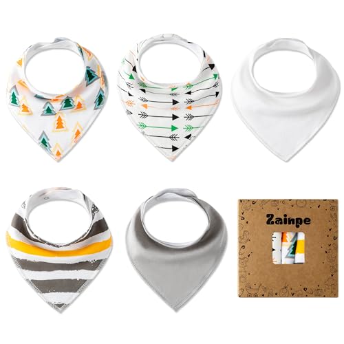 Zainpe 5Pcs Baby Bandana Cotton Drool Bibs Soft Infant Bib Adjustable Snaps Saliva Towels for Toddler 0 36 Months 0 belly baby and beyond